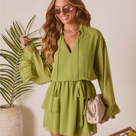 Vici Lime Green Ruffle Midi Dress - Picture 6 of 6